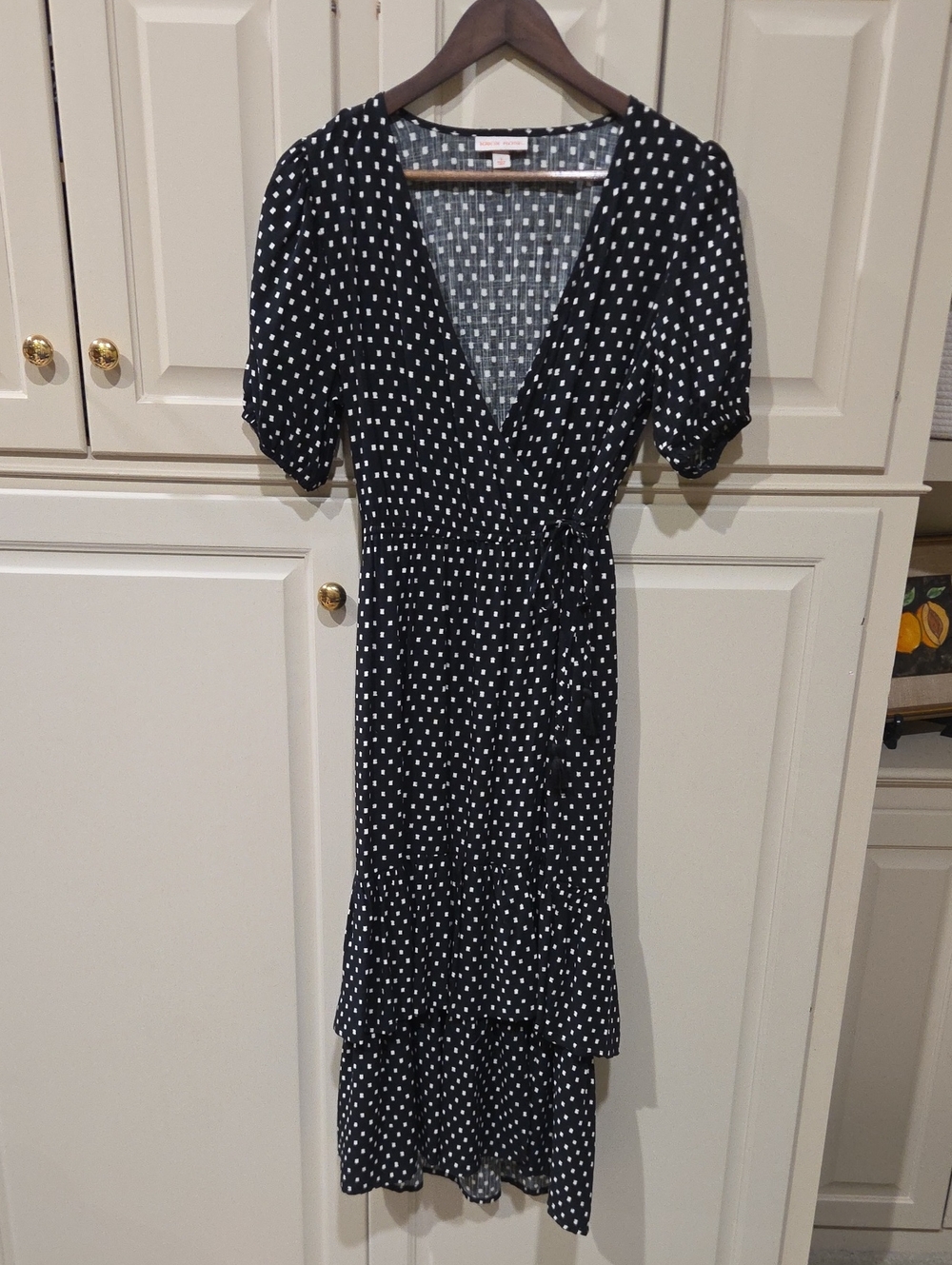 Knox Rose Black and White Polka Dot Wrap Midi Dress